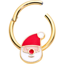 Load image into Gallery viewer, 16G 3/8 Gold Tone Smiling Santa Christmas Hinged Segment Ring
