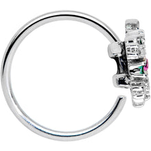 Load image into Gallery viewer, 20G 5/16 Clear Pink Green Gem Snowflake Holiday Nose Hoop
