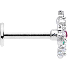 Load image into Gallery viewer, 16G 5/16 Clear Pink Green Gem Snowflake Labret Monroe Tragus
