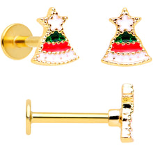 Load image into Gallery viewer, 16G 5/16 Gold Tone Candy Cane Santa Tree Labret Tragus Set of 3
