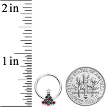 Load image into Gallery viewer, 16G 3/8 Red Green Gem Starry Christmas Tree Hinged Segment Ring
