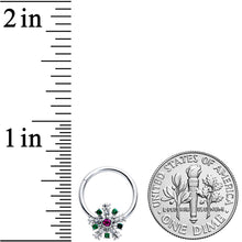 Load image into Gallery viewer, 16G 3/8 Clear Green Pink Gem Snowflake Hinged Segment Ring
