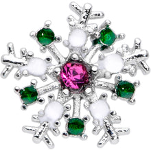Load image into Gallery viewer, 16G 1/4 Clear Pink Green Gem Snowflake Cartilage Tragus Earring
