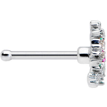 Load image into Gallery viewer, 20G 1/4 Clear Pink Green Gem Snowflake Nose Bone

