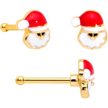 Load image into Gallery viewer, 20G 5/16 Gold Hue Santa Christmas Nose Hoop Bone L Shape Set of 3
