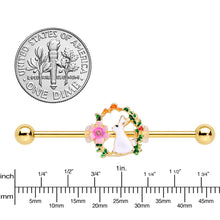 Load image into Gallery viewer, 14G Clear Gem Gold Tone Bunny Flower Industrial Barbell 38mm
