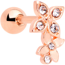 Load image into Gallery viewer, 16G 1/4 Clear Gem Rose Gold Tone Bloom Butterfly Cartilage Tragus
