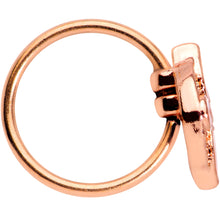 Load image into Gallery viewer, 20G 5/16 Clear Gem Rose Gold Tone Pink Cross Nose Hoop
