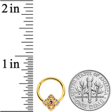 Load image into Gallery viewer, 16G 3/8 Clear CZ Gem Gold Tone Rhombus Royale Hinged Segment Ring
