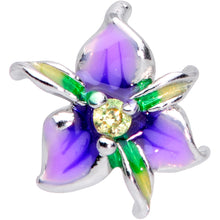 Load image into Gallery viewer, 16G 5/16 Clear Gem Exotic Purple Flower Labret Monroe Tragus
