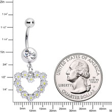 Load image into Gallery viewer, Clear Gem Daisy Flower Heart Valentines Dangle Belly Ring
