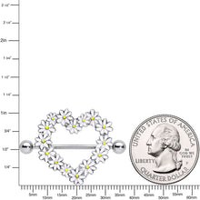 Load image into Gallery viewer, 14G 13/16 Daisy Flower Heart Valentines Nipple Shield Set
