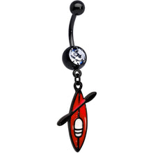 Load image into Gallery viewer, Clear Gem Black Red Summer Kayak Boat Dangle Belly Ring
