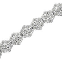 Load image into Gallery viewer, .925 Sterling Silver 2.0 cttw Diamond 7 Stone Floral Cluster Link Bracelet (I-J Color, I3 Clarity) -7.25"

