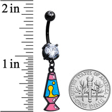 Load image into Gallery viewer, Clear CZ Gem Black Retro Lava Lamp Dangle Belly Ring
