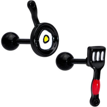Load image into Gallery viewer, 16G 1/4 Black Spatula Kitchen Cooking Cartilage Earring Set of 2
