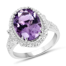Load image into Gallery viewer, 5.55 Carat Genuine Amethyst &amp; White Topaz .925 Sterling Silver Ring
