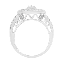 Load image into Gallery viewer, .925 Sterling Silver Round and Baguette Diamond Cathedral Ring (0.75 Cttw, H-I Color, I2-I3 Clarity) - Size 7
