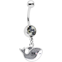 Load image into Gallery viewer, Clear Gem Sweet Smiling Whale Dangle Belly Ring
