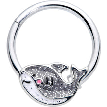 Load image into Gallery viewer, 16G 3/8 Sweet Smiling Whale Hinged Segment Ring

