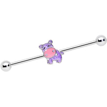 Load image into Gallery viewer, 14G Happy Purple Hippo Industrial Barbell 38mm
