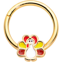 Load image into Gallery viewer, 16G 3/8 Gold Tone Turkey Time Thanksgiving Hinged Segment Ring
