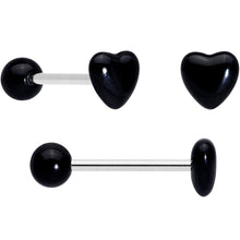 Load image into Gallery viewer, Clear Gem Rose Gold Tone Heart Pink Grey Barbell Tongue Ring Set of 4
