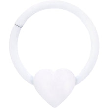 Load image into Gallery viewer, 18G 3/8 White Matte Little Heart Hinged Segment Ring
