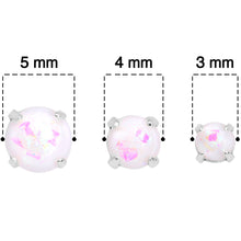 Load image into Gallery viewer, 20G White Faux Opal 3mm to 5mm Post Stud Earrings Set of 3
