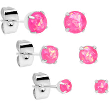 Load image into Gallery viewer, 20G Pink Faux Opal 3mm to 5mm Post Stud Earrings Set of 3
