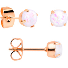Load image into Gallery viewer, 20G White Faux Opal Rose Gold Tone 3mm 5mm Stud Earrings Set of 3
