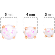 Load image into Gallery viewer, 20G White Faux Opal Rose Gold Tone 3mm 5mm Stud Earrings Set of 3
