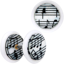 Load image into Gallery viewer, White Music Note Cheater Plug Set
