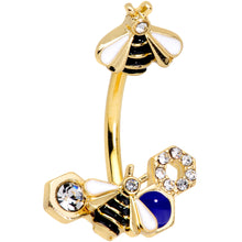 Load image into Gallery viewer, Clear CZ Gem Gold Tone Lovely Bee Belly Ring
