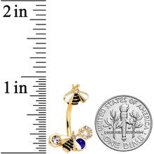 Load image into Gallery viewer, Clear CZ Gem Gold Tone Lovely Bee Belly Ring
