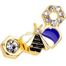 Load image into Gallery viewer, 16G 1/4 Clear CZ Gem Gold Hue Lovely Bee Cartilage Tragus Earring
