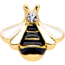 Load image into Gallery viewer, 20G 1/4 Clear CZ Gem Gold Tone Lovely Bee L Shaped Nose Ring

