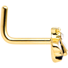 Load image into Gallery viewer, 20G 1/4 Clear CZ Gem Gold Tone Lovely Bee L Shaped Nose Ring
