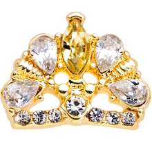 Load image into Gallery viewer, 16G 5/16 Clear CZ Gem Gold Tone Lavish Crown Labret Monroe Tragus
