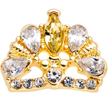 Load image into Gallery viewer, 16G 1/4 Clear CZ Gem Gold Tone Lavish Crown Cartilage Earring
