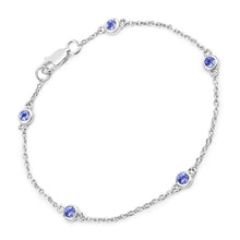 Load image into Gallery viewer, 0.50 Carat Genuine Tanzanite .925 Sterling Silver Bracelet
