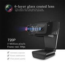 Load image into Gallery viewer, 720p HD Webcam with Mic Rotatable PC Desktop Web Camera Cam Mini Computer WebCamera Cam Video Recording Work Video Calling and Recording For Camera Desktop OR Laptop Gaming Conferencing &amp; Working
