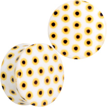 Load image into Gallery viewer, White Acrylic Scores of Sunflowers Double Flare Plug Set
