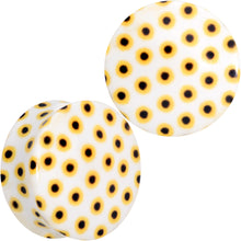 Load image into Gallery viewer, White Acrylic Scores of Sunflowers Double Flare Plug Set
