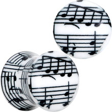 Load image into Gallery viewer, Black White Acrylic Music Notes Double Flare Plug Set
