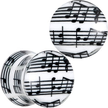 Load image into Gallery viewer, Black White Acrylic Music Notes Double Flare Plug Set
