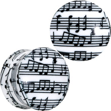 Load image into Gallery viewer, Black White Acrylic Music Notes Double Flare Plug Set
