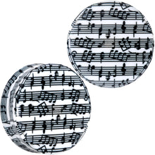 Load image into Gallery viewer, Black White Acrylic Music Notes Double Flare Plug Set
