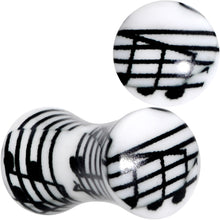 Load image into Gallery viewer, Black White Acrylic Music Notes Double Flare Plug Set
