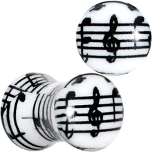 Load image into Gallery viewer, Black White Acrylic Music Notes Double Flare Plug Set
